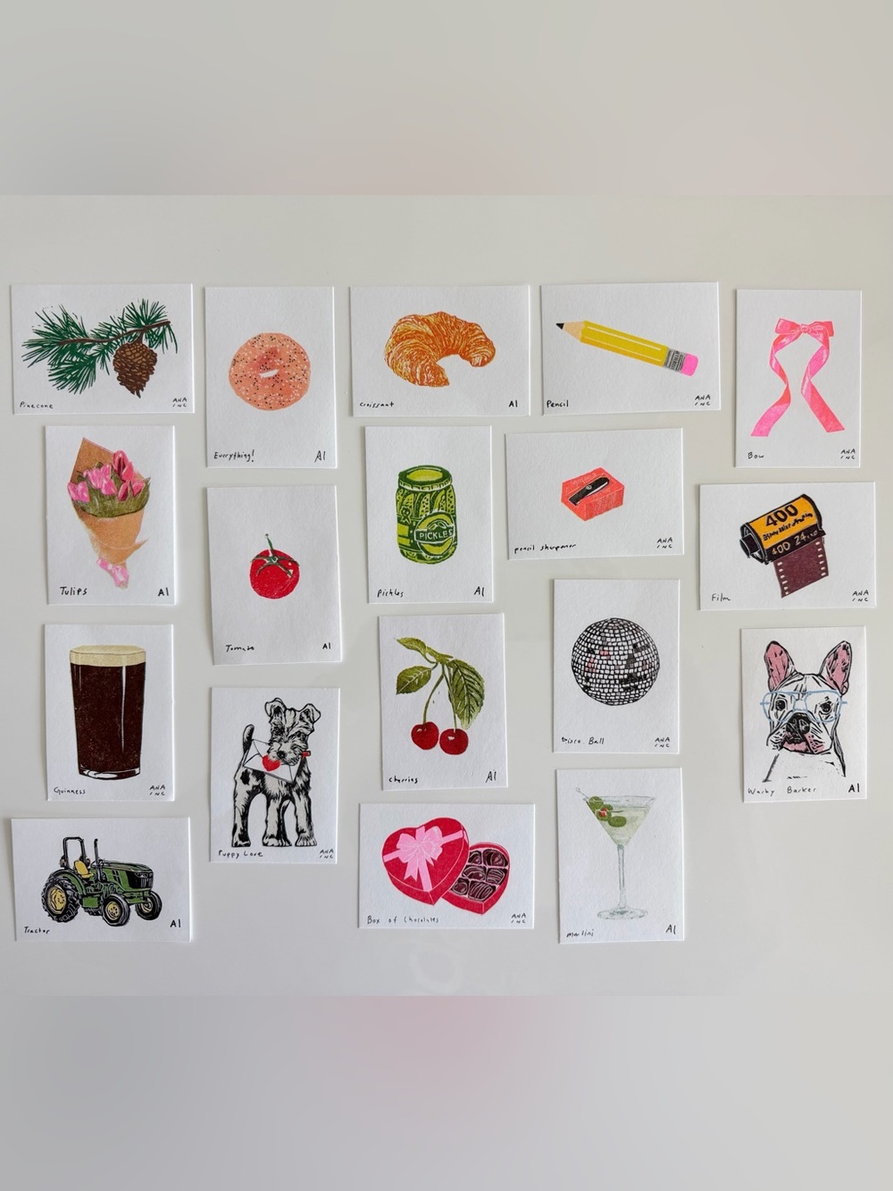 Set of 18 Inciardi mini prints from vending machine